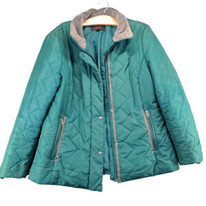 Mackintosh New England Quilted Coat Jacket Womens Size L Green Zipped Pockets
